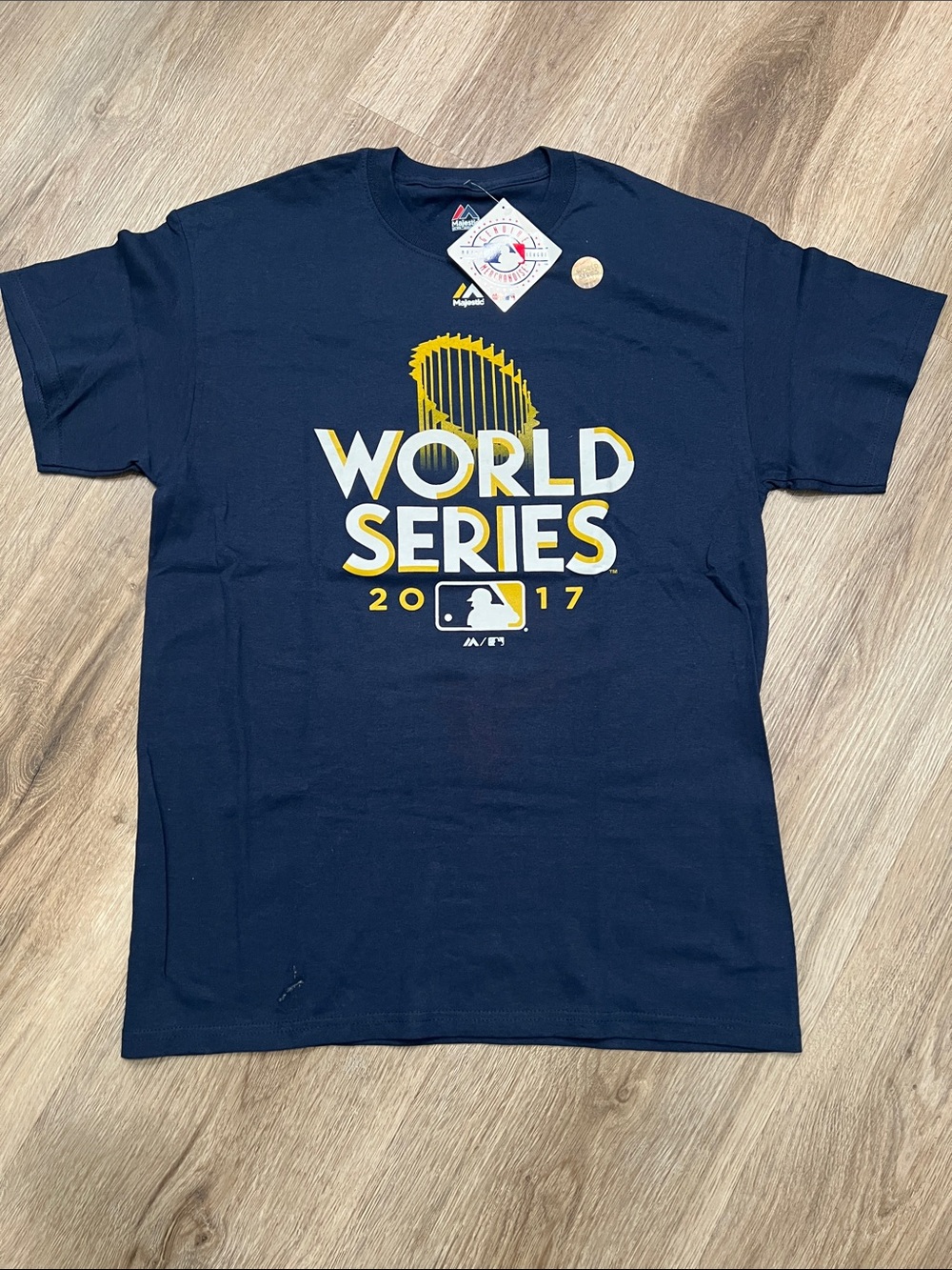 MLB Navy World Series 2017 Graphic Tee with Gold & White Print